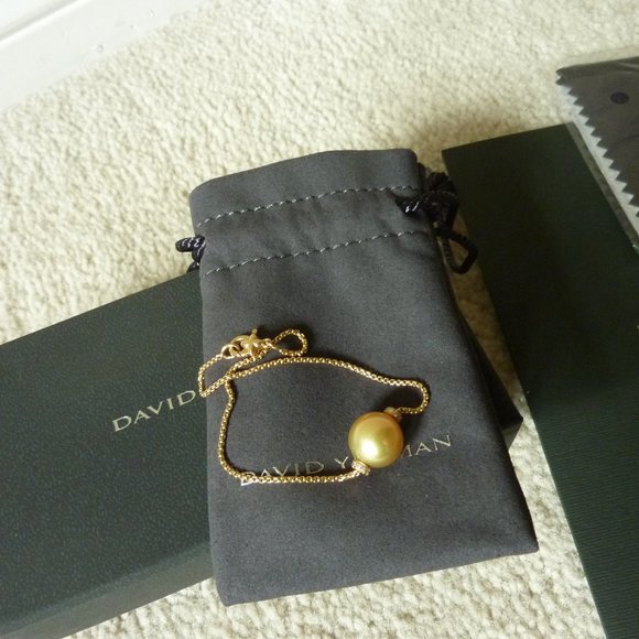 David Yurman Solari Single Station Bracelet 18K Gold South Sea Pearl w/ Diamonds - Picture 6 of 10